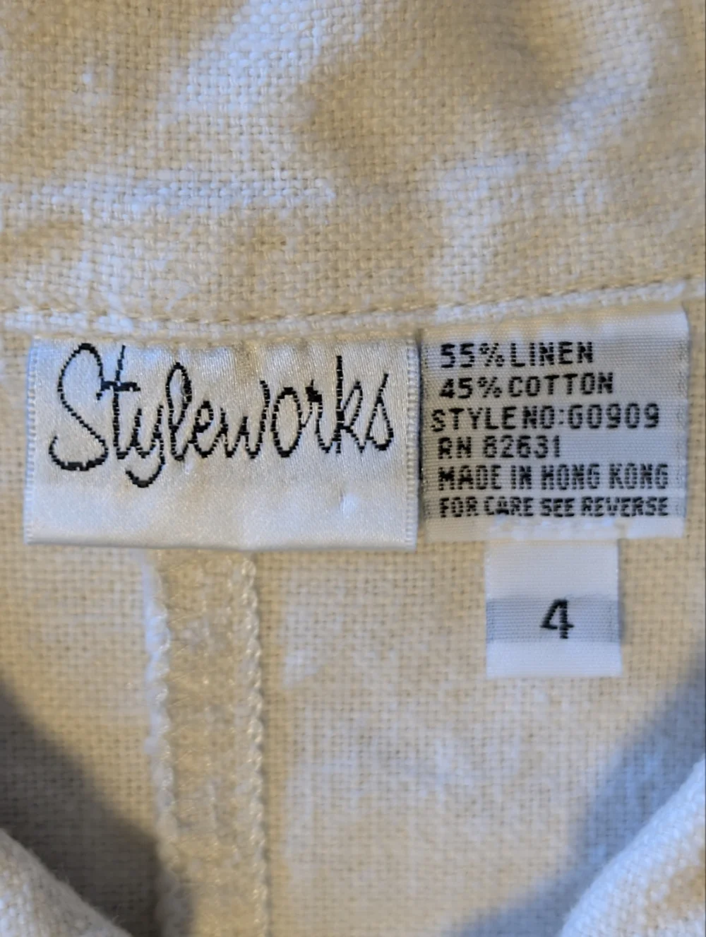 Styleworks Cream Button Down Long Sleeve Tie-Waist Utility Short Romper -sz 4 - Picture 7 of 9